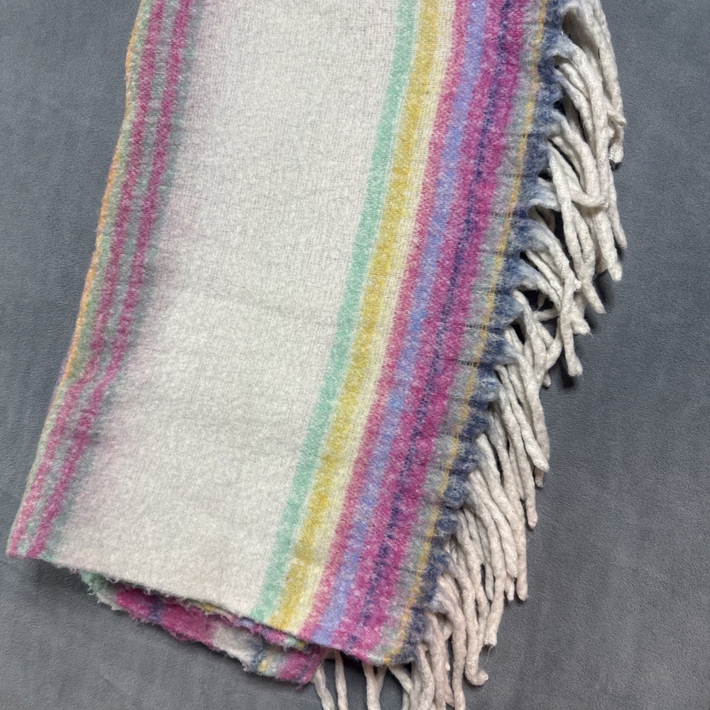 Free People Skye Stripe Blanket Fringe Throw Soft Multicolor 60"x51"
